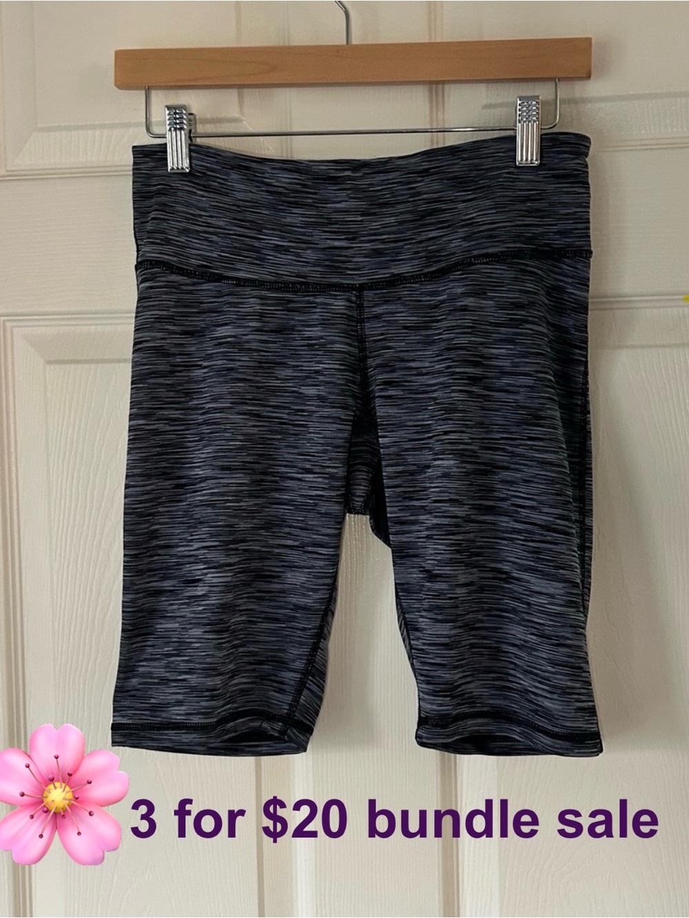Champion Black Gray Space Dye Bike Shorts Athletic Size Medium